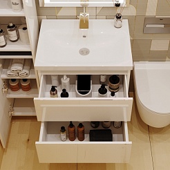 Style Line Мебель для ванной Даймонд 70 Люкс белая, PLUS подвесная – фотография-6